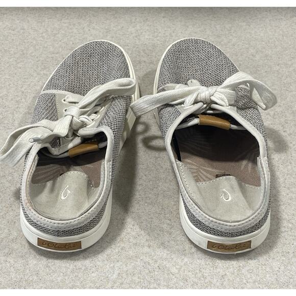OluKai Women's Pehuea Li Shoe Size 7 Lace Up Sneaker Convertible Gray Tapa Mesh - Picture 8 of 11